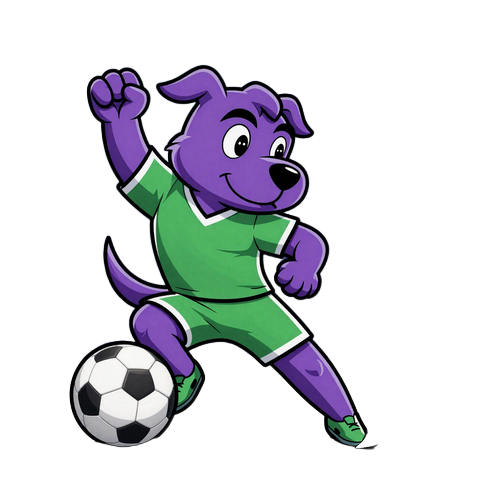 Irwin Maskottchen in gr&uuml;nem Fu&szlig;balltrikot schie&szlig;t einen leuchtenden Ball - Sportwetten
