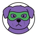 Irwin Casino Logo - violetter Superhund-Maskottchen